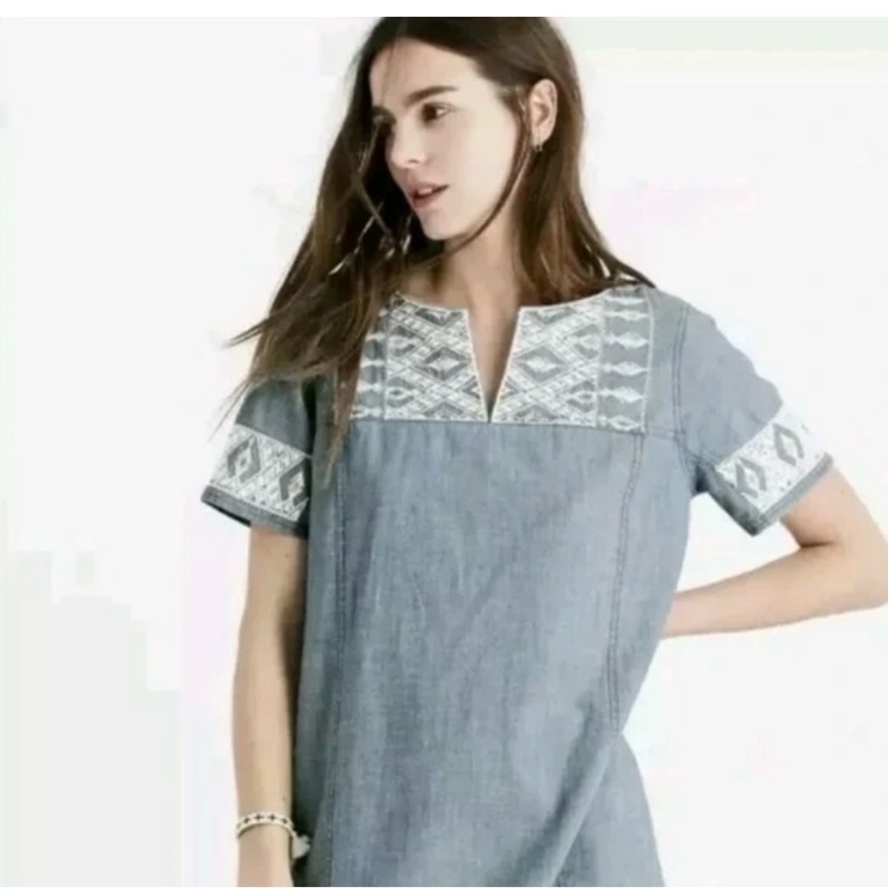 Madewell Western Embroidered Chambray Cowgirl Dress/Tunic Sz. L
